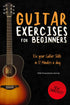 Learn in 12 Guitar Exercises for Beginners book cover featuring a guitar and text about improving skills in 12 minutes a day.