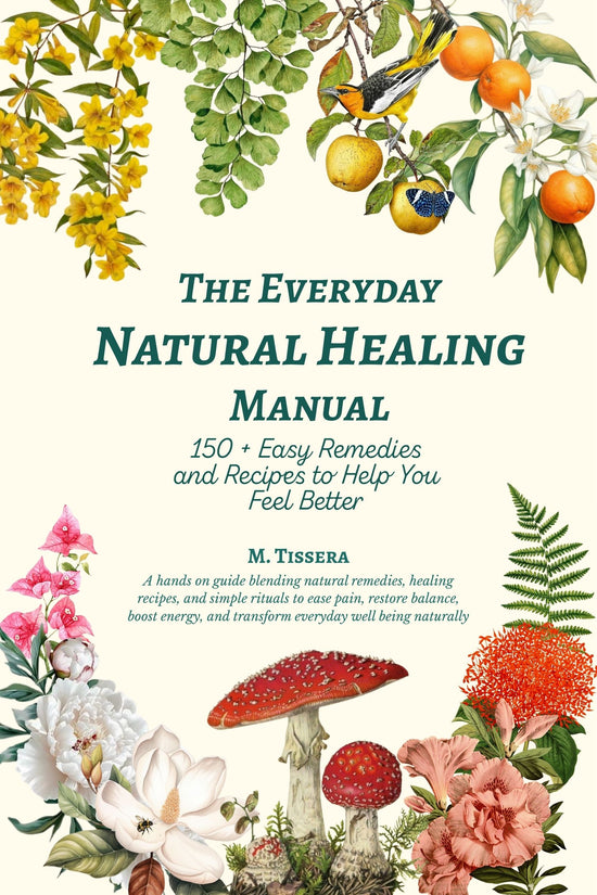 The Everyday Natural Healing Manual book cover featuring natural remedies and recipes for wellness.