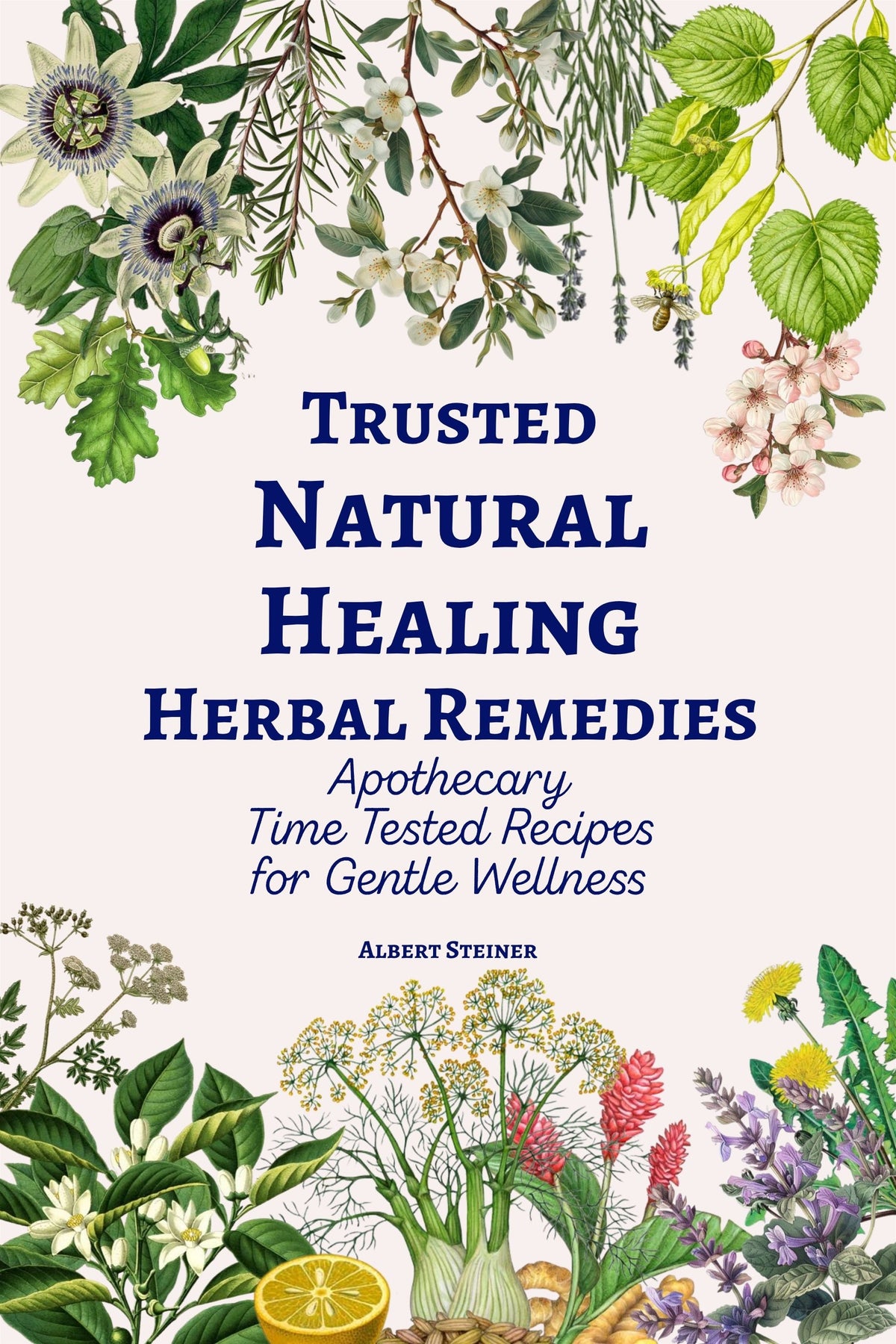 Cover of Trusted Natural Healing Herbal Remedies featuring herbs and floral illustrations.